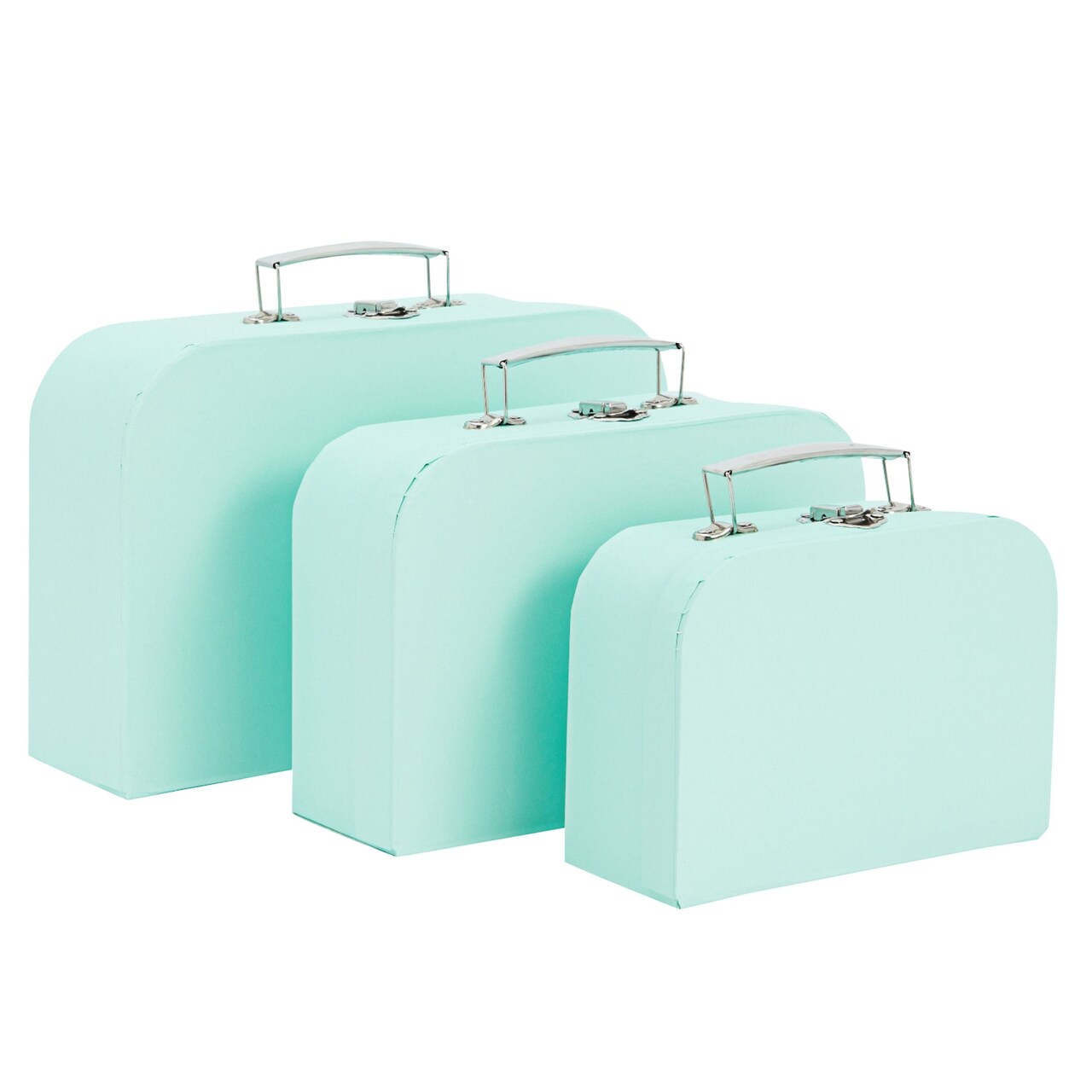 Set of 3 Different Sizes of Paperboard Suitcases with Metal